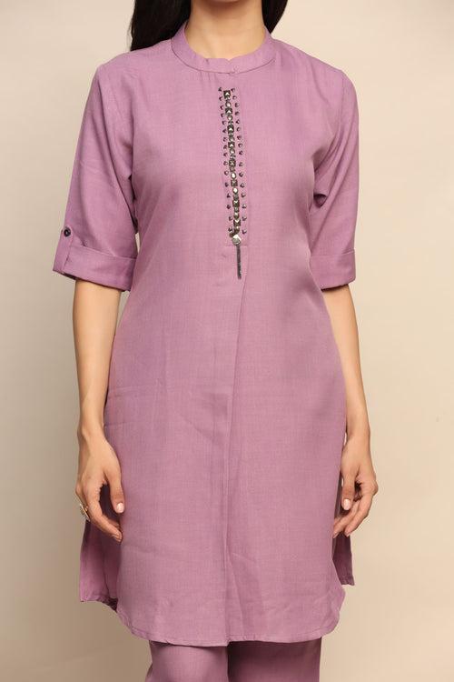 Elegant Purple Co-ord Set - Silk Blend | Shop Now"