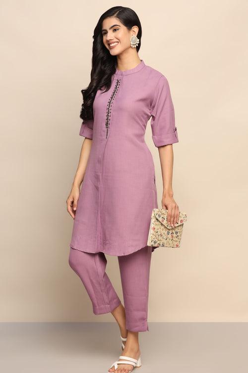 Elegant Purple Co-ord Set - Silk Blend | Shop Now"