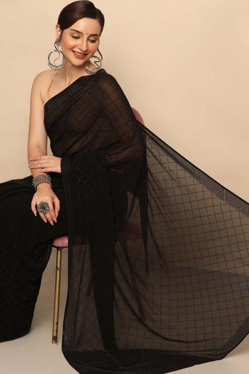 Timeless Elegance: Black Georgette Saree with Graceful Drape