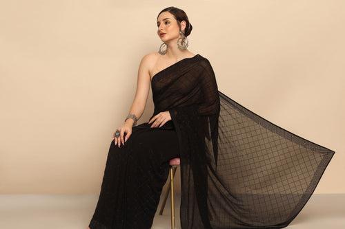 Timeless Elegance: Black Georgette Saree with Graceful Drape