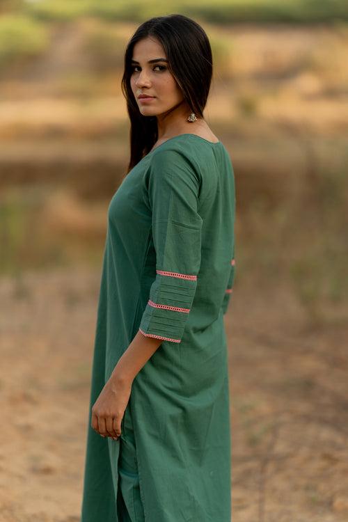 Fern Green Kurta Set with Dupatta