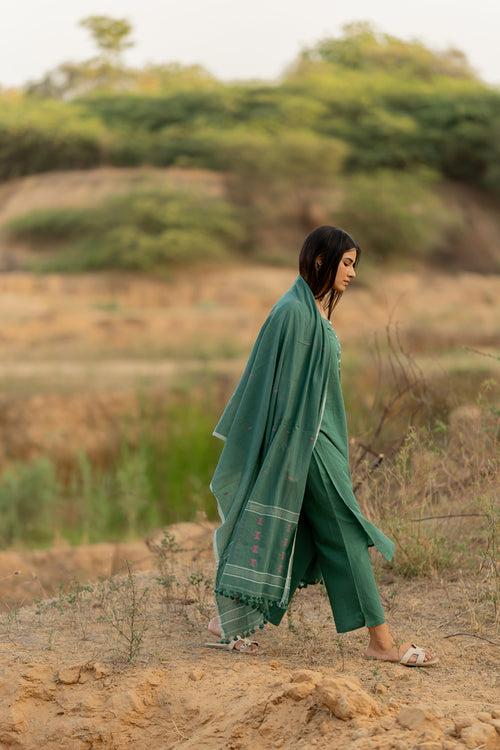 Fern Green Kurta Set with Dupatta