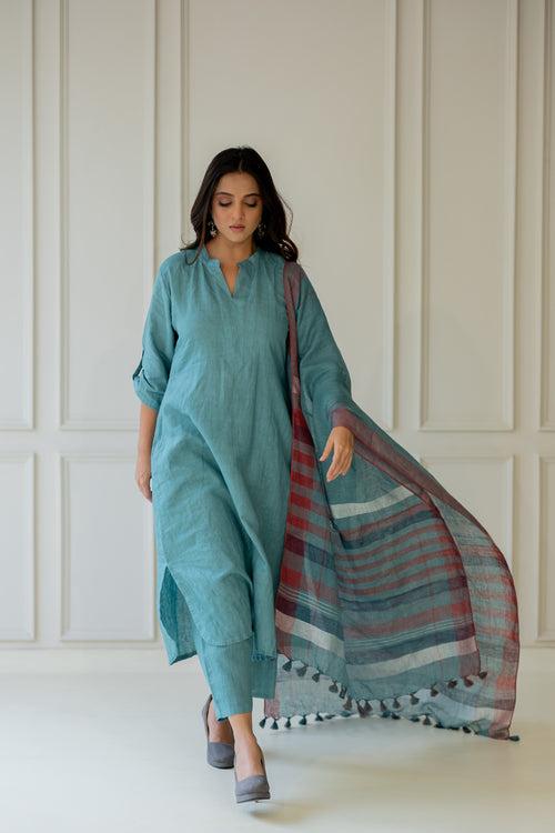 Paradiso Linen Kurta Set with Dupatta