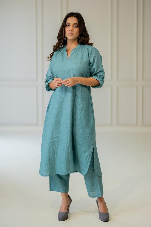 Paradiso Linen Kurta Set with Dupatta