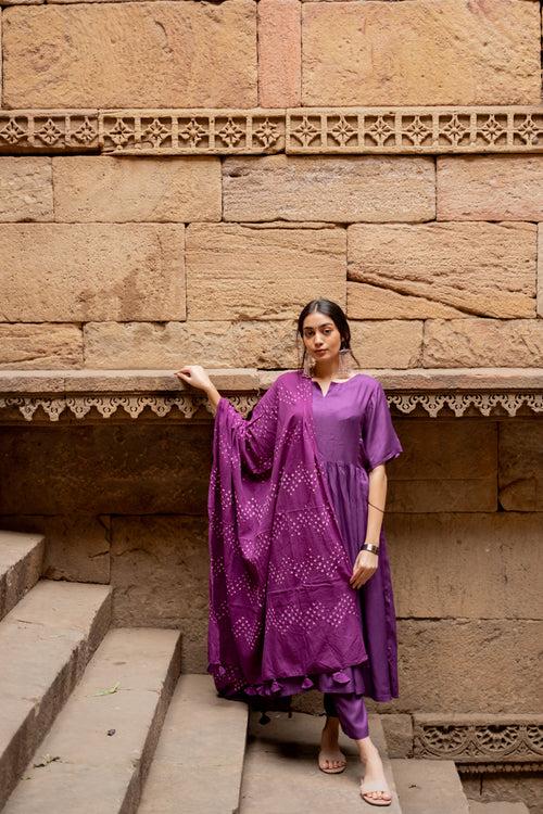 Dark orchid kurta set with dupatta