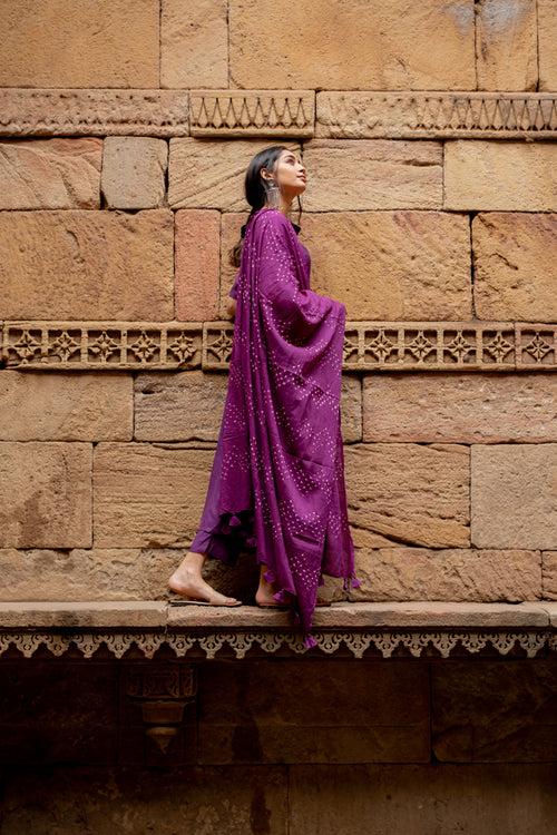 Dark orchid kurta set with dupatta