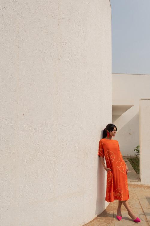 Burnt Orange Bandhani Dress