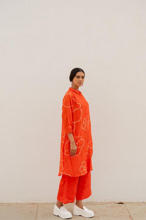 Burnt Orange Bandhani Tunic with Pants