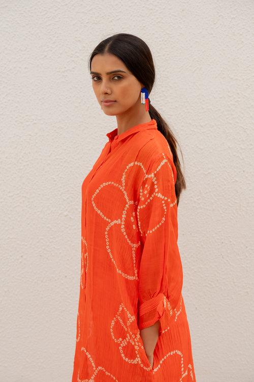 Burnt Orange Bandhani Tunic with Pants