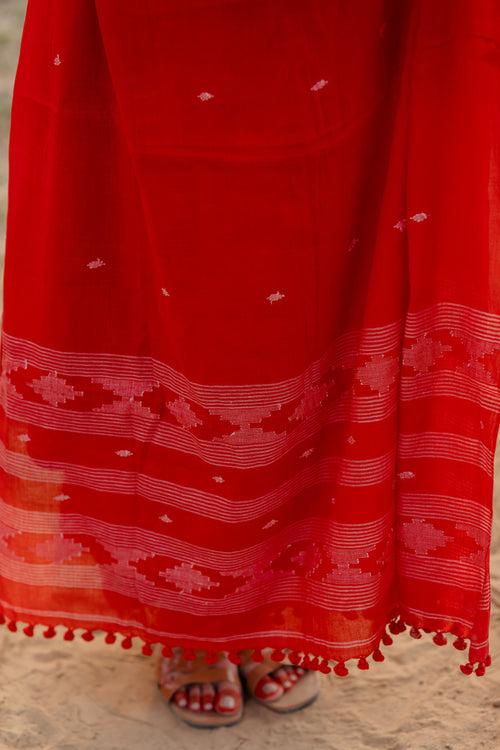 Vivid Red Kurta Set with dupatta