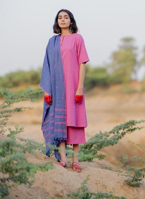 Lilac Kurta set with Jaamdani Dupatta