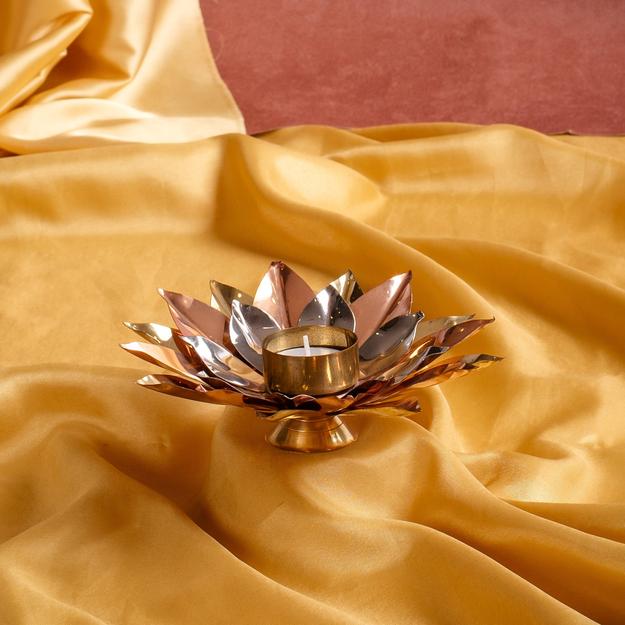 Lotus Brass Candle Holder