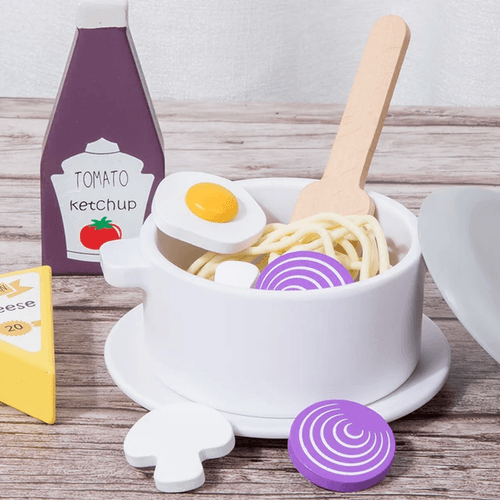 Wooden Spaghetti Pasta Play Food Set