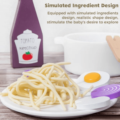 Wooden Spaghetti Pasta Play Food Set