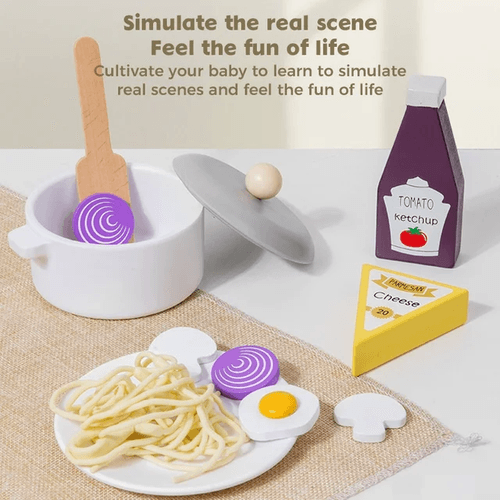 Wooden Spaghetti Pasta Play Food Set