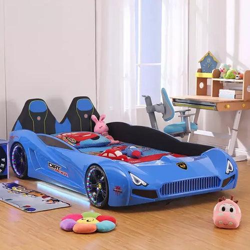 Double Race Car Bed With Built in Story Telling