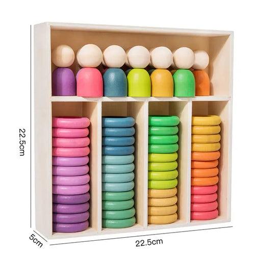 Montessori Wooden Color Sorting Stacking Game