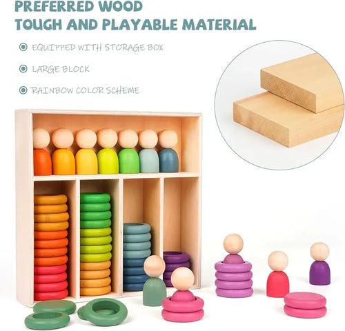 Montessori Wooden Color Sorting Stacking Game
