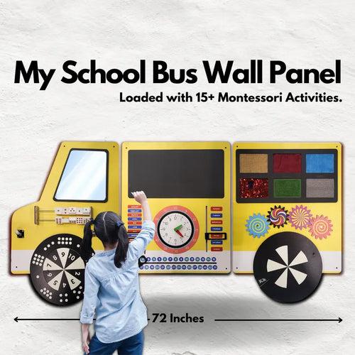 My School Bus Wooden Montessori Wall Activity Panel