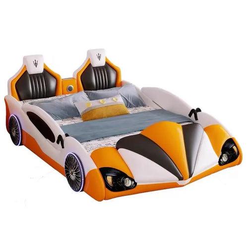 Orange Black White Race Car Bed