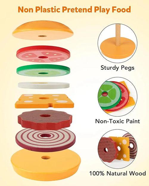 Wooden Burger Stacking Toy