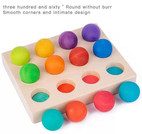 Wooden Rainbow Color Balls   Classification & Congnition Board