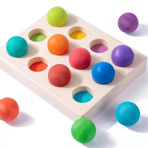 Wooden Rainbow Color Balls   Classification & Congnition Board