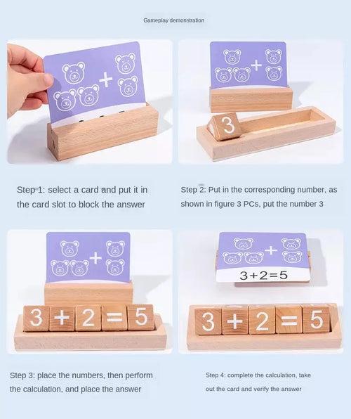 Wooden Spelling & Numbers Learning Blocks with Flashcards