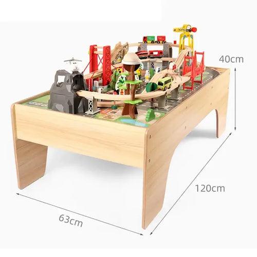 Wooden Train Set 100 pcs With Table