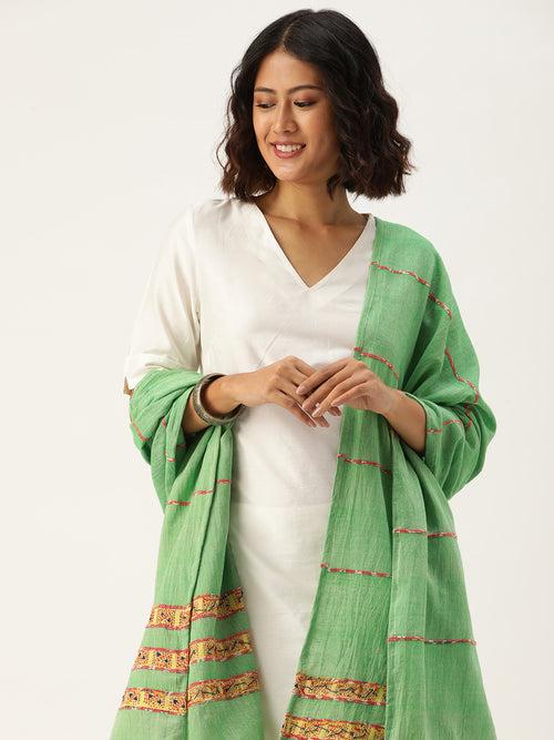 Green Khesh Kantha Cotton dupatta