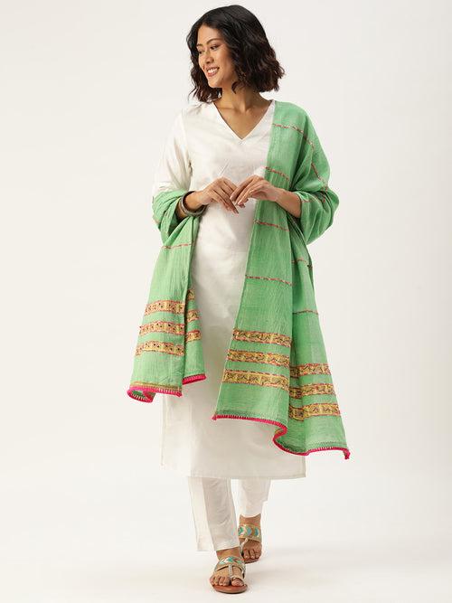 Green Khesh Kantha Cotton dupatta