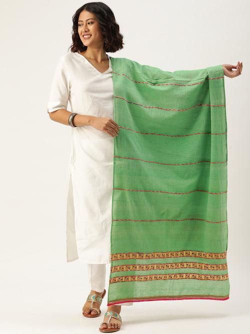 Green Khesh Kantha Cotton dupatta