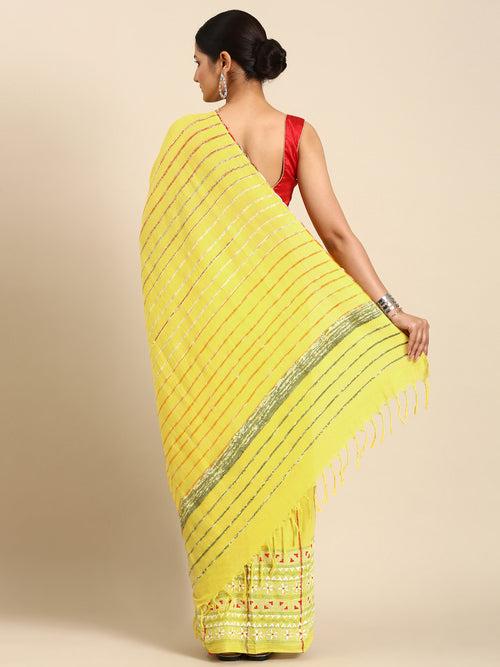 Yellow Khesh Kantha Cotton  Saree