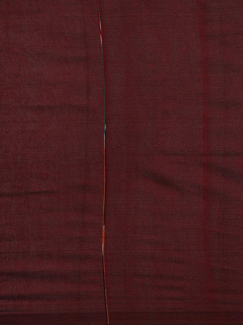 Maroon Cotton Saree with Pompoms