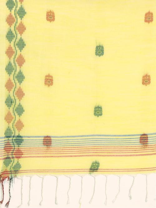 Lime Green Jamdani  Cotton Saree