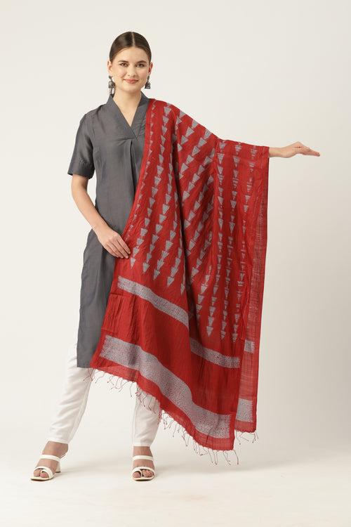 Hand Woven Shibori Silk Dupatta