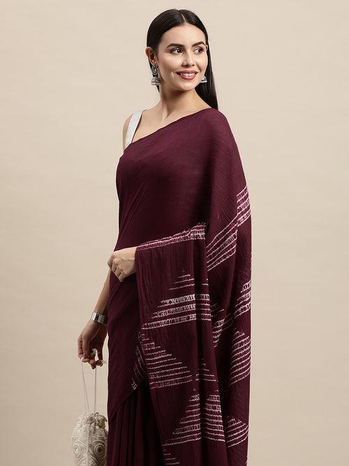 Burgundy Woven  Shibori Cotton Saree