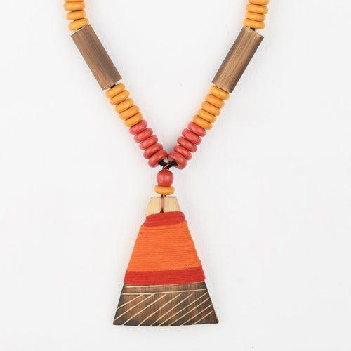 Orange Red Bamboo Tribal Jewellery Set