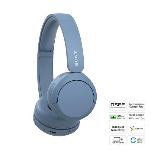 Sony WH-CH520, Wireless On-Ear Bluetooth Headphones with Mic, up to 50 Hours Playtime, DSEE Upscale, Multipoint Connectivity/Dual Pairing & Voice Assistant Support for Mobile Phones