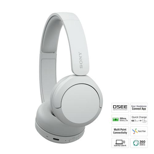 Sony WH-CH520, Wireless On-Ear Bluetooth Headphones with Mic, up to 50 Hours Playtime, DSEE Upscale, Multipoint Connectivity/Dual Pairing & Voice Assistant Support for Mobile Phones