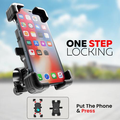 WeCool B4 High Stable Mobile Holder for Bikes, One Click Locking, 4 Arm Strong Protection, 360° Rotation,Compatible with All Smartphones of 6.5 cm - 9 cm, Perfect for mounting Map and GPS Devices