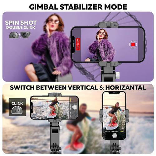 WeCool G2 Gimbal with LED Fill Light for Phones, Anti-Shake 1-Axis Gimbal Stabilizer with 360° Rotation with Bluetooth Remote, Auto Balance for Vlog, for YouTube Live Video Recording, with Mobile App