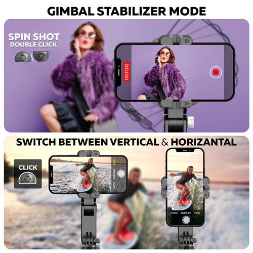 WeCool G2 Gimbal for Phones with LED Fill Lighgt, Anti-Shake 1-Axis Gimbal Stabilizer with 360° Rotation with Bluetooth Remote, Auto Balance for Vlog, for YouTube Live Video Recording, with Mobile App