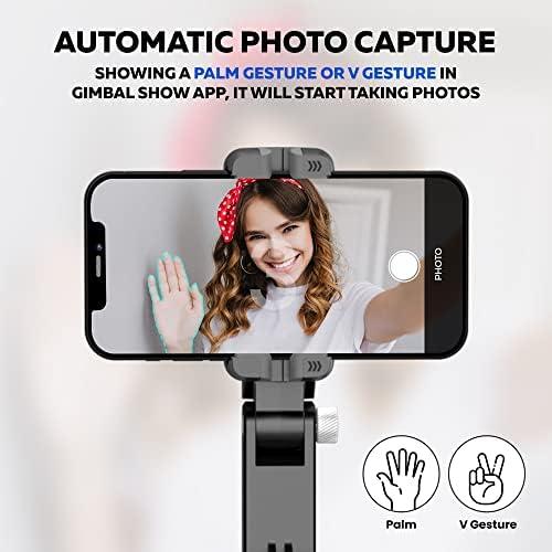 WeCool G2 Gimbal with LED Fill Light for Phones, Anti-Shake 1-Axis Gimbal Stabilizer with 360° Rotation with Bluetooth Remote, Auto Balance for Vlog, for YouTube Live Video Recording, with Mobile App