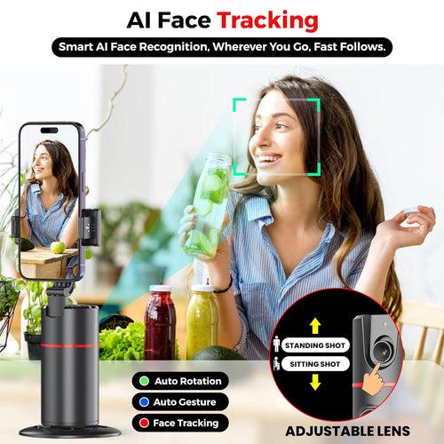 WeCool Auto Face Tracking Tripod,360° Rotation Mobile Holder for Smart Video&Photo Shooting with Remote,No App Needed,Gimbal Stabilizer with Gesture Control for Vlog,Streaming & Video Recording,Black