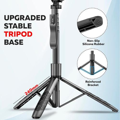 WeCool S5 Long Selfie Stick with Tripod Stand 360 Degree Rotating Balance Grip for Anti Shake Recording, 6 Section Telescopic Pole Extendable Upto 62 Inch for Professional Photos & Video Recordings.