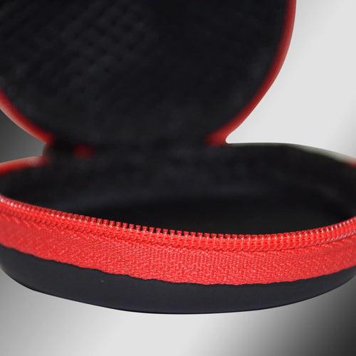 WeCool Earphone Carrying Case or Multi-Purpose Carry Pouch for Carrying Earphones, Headset, Pen Drives, SD Cards, with Anti Fall Mesh Inside Case (Black and Red)