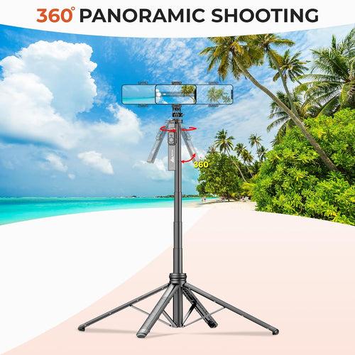 WeCool S7 Selfie Stick with tripod stand, 71 inches Ultra Long with Reinforced Quad Stand, 360° Rotatable Handle with Detachable Bluetooth Remote. Ultimate Stability for Vlogging with Cameras & GoPros