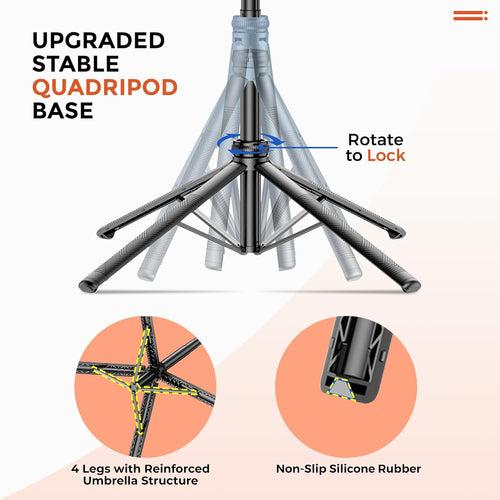 WeCool S7 Selfie Stick with tripod stand, 71 inches Ultra Long with Reinforced Quad Stand, 360° Rotatable Handle with Detachable Bluetooth Remote. Ultimate Stability for Vlogging with Cameras & GoPros