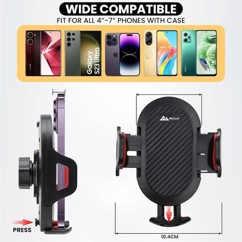 WeCool C3 Fully Adjustable Premium Car Mobile Holder with Quick Release Function, 360 Degree Rotation,Multiple View Angles,Strong Sunction Cup, Windshield & Dashboard Phone Holder for Car